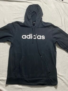 adidas Black Crewneck Hoodie with White Logo